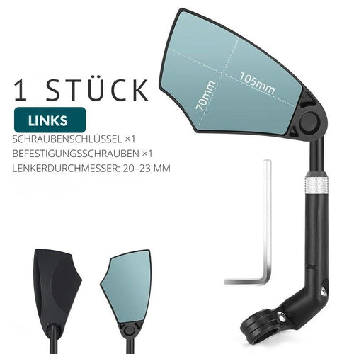 Fahrrad-Rückspiegel – Teleskopisch verstellbar, flexibel und mit 360° Weitwinkel für perfekte Rundumsicht